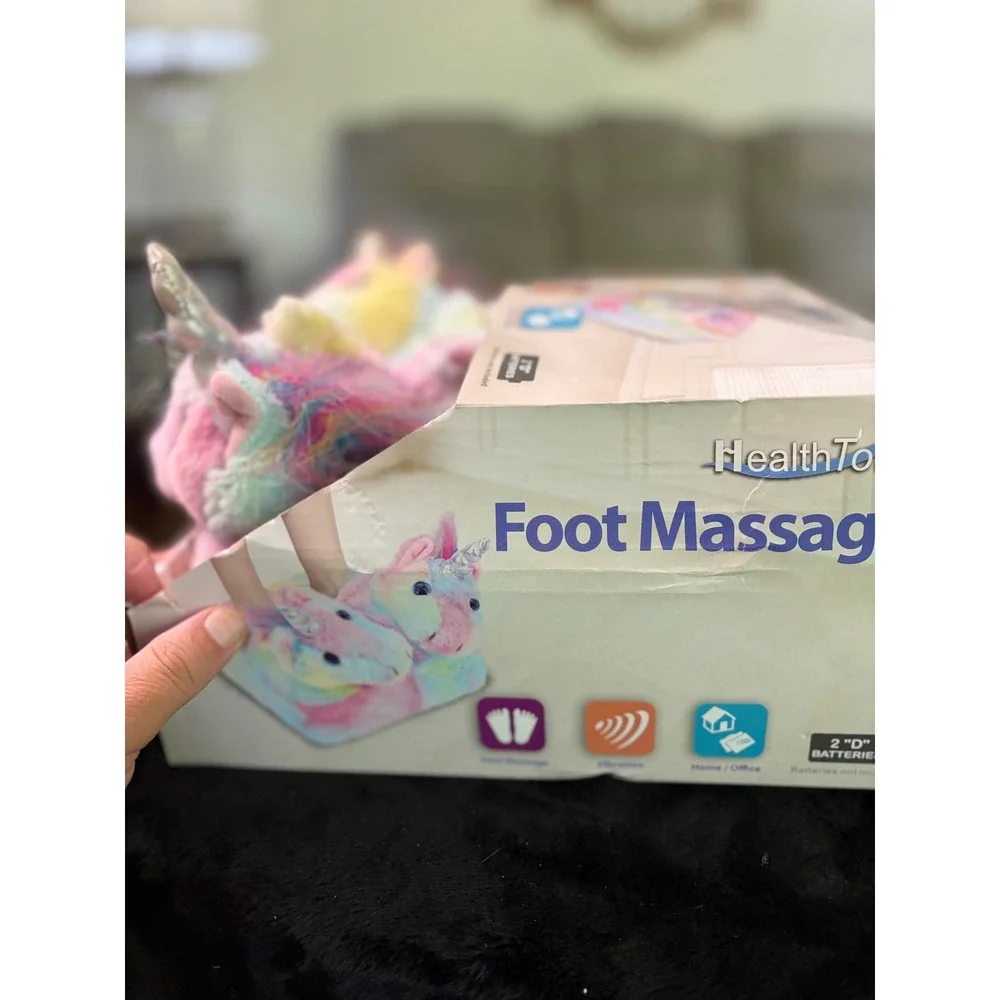 HealthTouch Unicorn Foot Massager Rainbow Tie Dye Plush Vibrating New